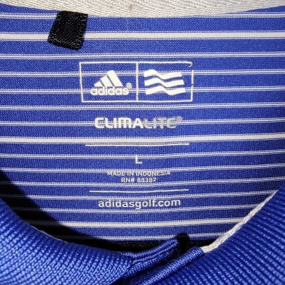 Adidas ClimaLite Blue Striped Golf Polo Shirt Size Large - Picture 5 of 7